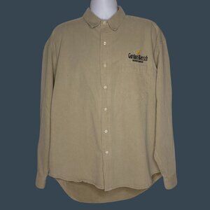 Gordon Biersch Brewing Co. Mens XL Beige Button-Up Shirt Embroidered Long Sleeve
